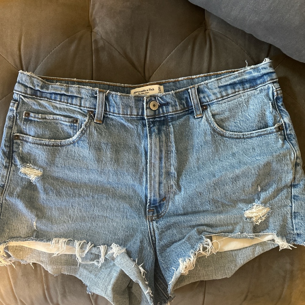Abercrombie & Fitch Light Blue Distressed Jean Shorts